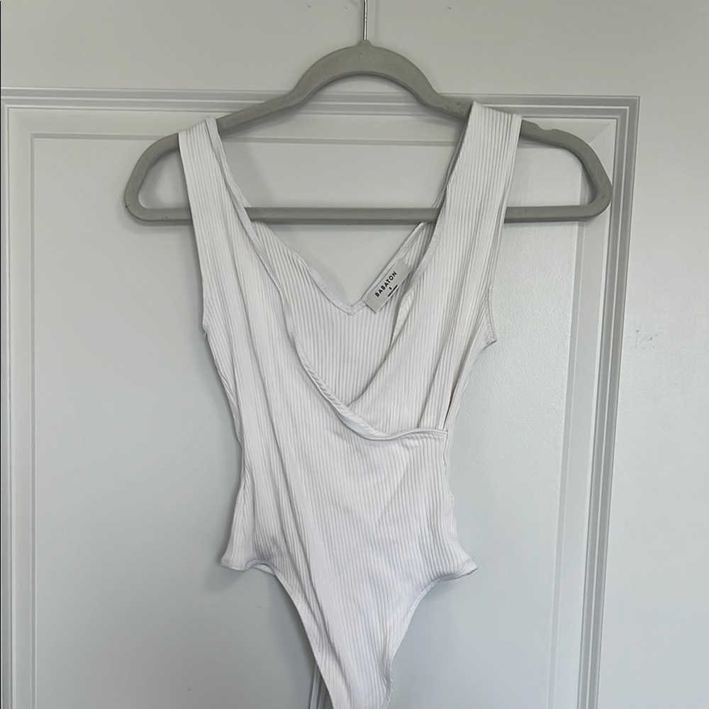 White Ribbed Bodysuit